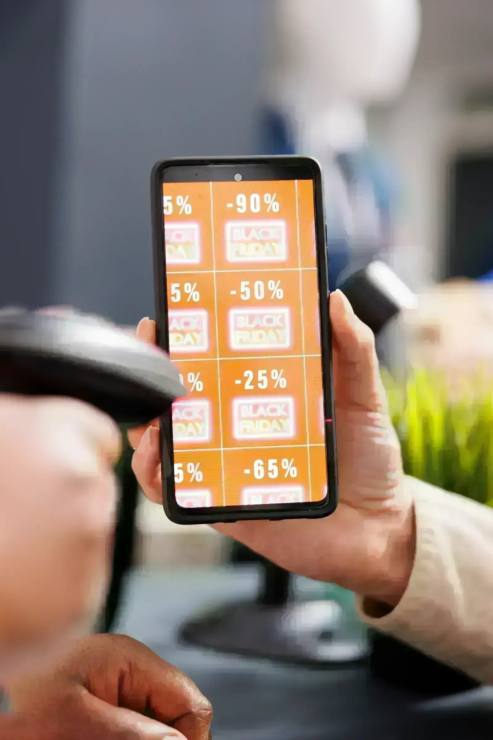 Customer scanning a rewards promo at checkout
